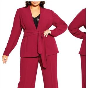 NEW City Chic Elegance Tie Front‎ Blazer Plus Size 2X Sangria Burgundy XXL